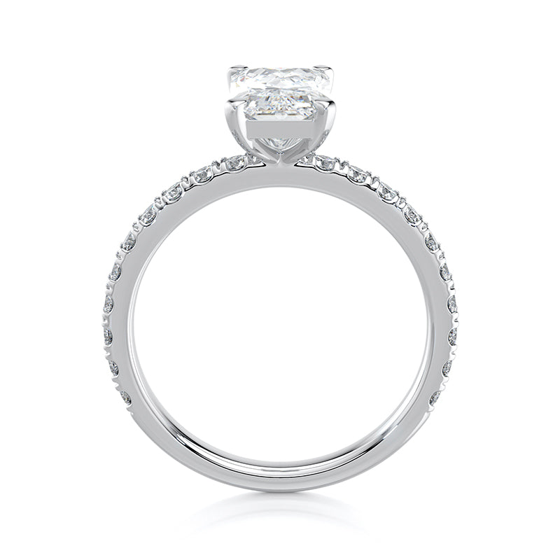 1.50 CT Radiant E-VVS2 Lab Grown Diamond Basket Pave Set Ring