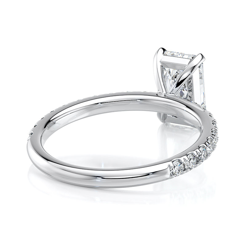 1.50 CT Radiant E-VVS2 Lab Grown Diamond Basket Pave Set Ring