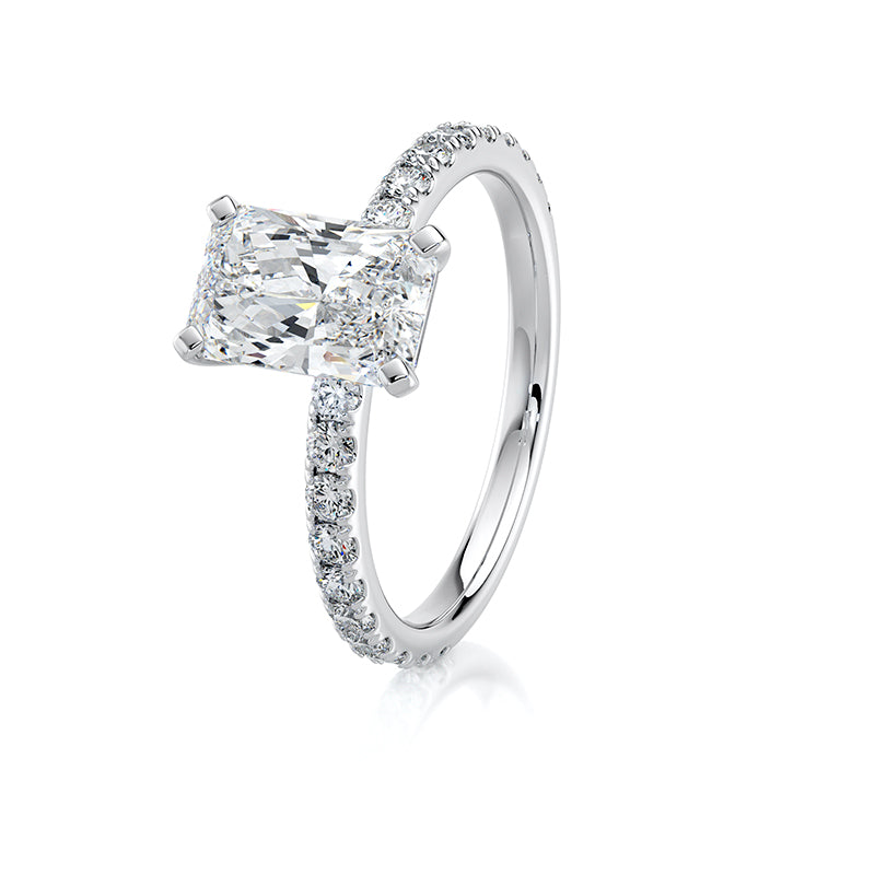 1.50 CT Radiant E-VVS2 Lab Grown Diamond Basket Pave Set Ring