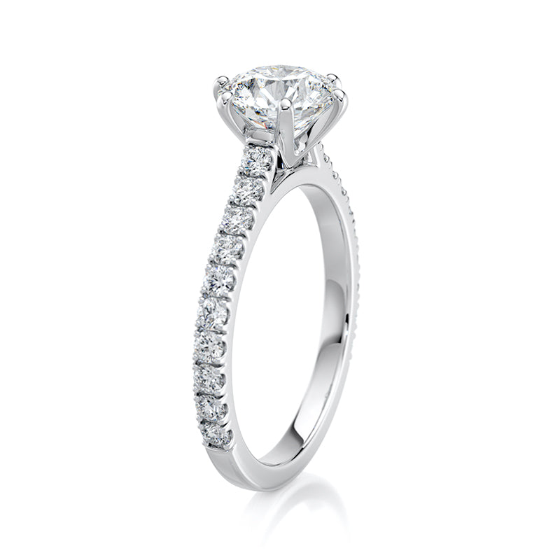 1.50 CT Round E-VVS2 Lab Grown Diamond Engagement Ring Cathedral Pave Set Ring