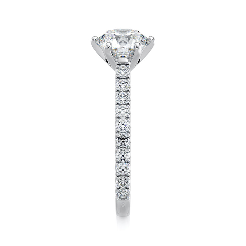 1.50 CT Round E-VVS2 Lab Grown Diamond Engagement Ring Cathedral Pave Set Ring