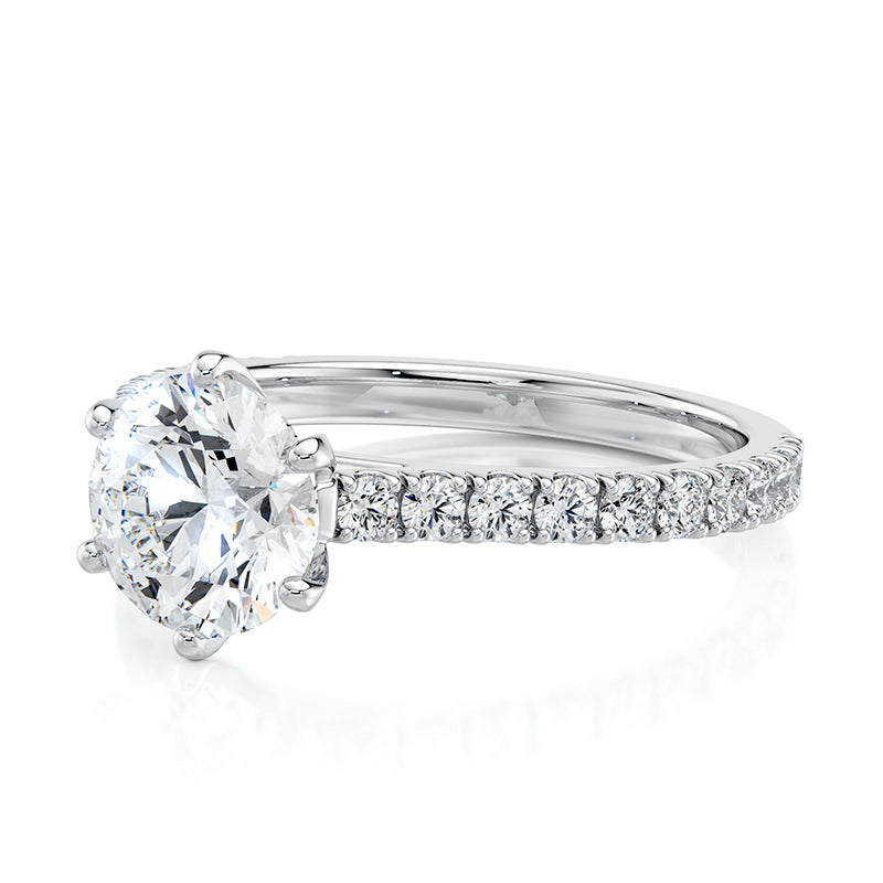 1.50 CT Round E-VVS2 Lab Grown Diamond Engagement Ring Cathedral Pave Set Ring