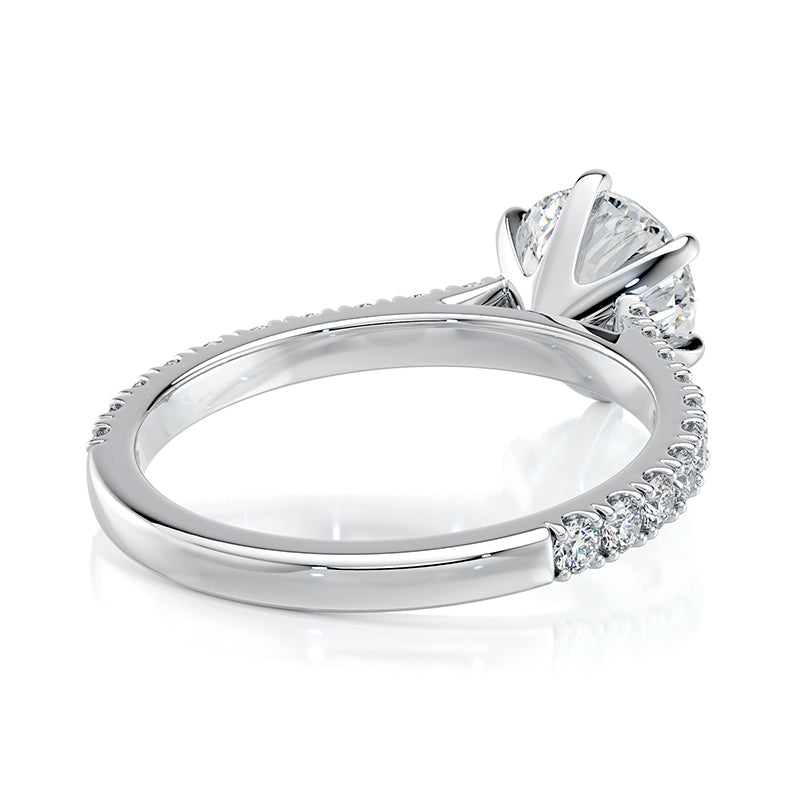 1.50 CT Round E-VVS2 Lab Grown Diamond Engagement Ring Cathedral Pave Set Ring