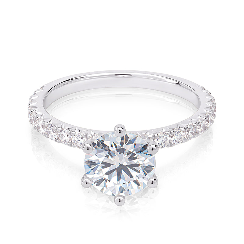 1.50 CT Round E-VVS2 Lab Grown Diamond French Pave Band Ring