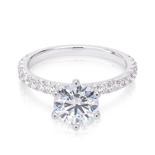 1.50 CT Round E-VVS2 Lab Grown Diamond French Pave Band Ring