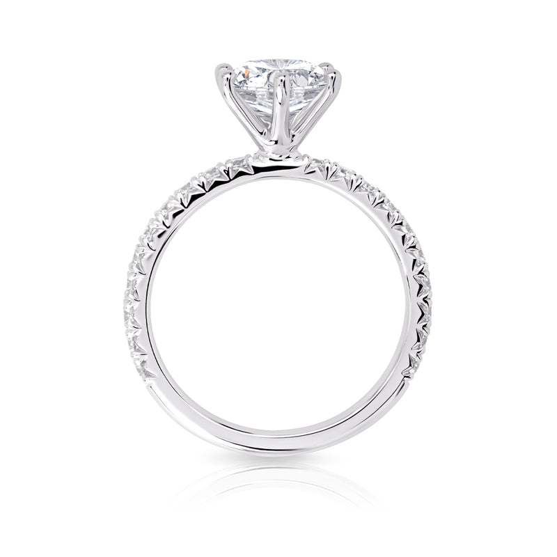 1.50 CT Round E-VVS2 Lab Grown Diamond French Pave Band Ring
