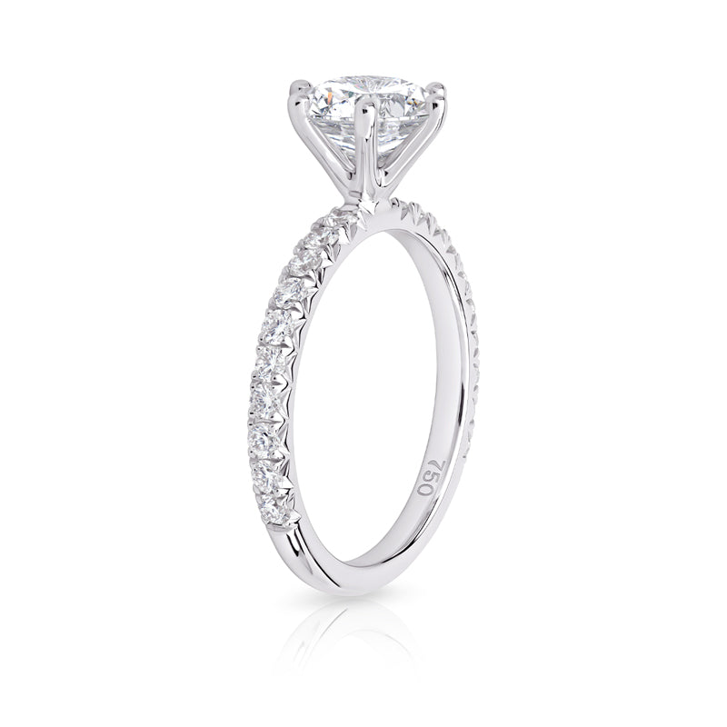 1.50 CT Round E-VVS2 Lab Grown Diamond French Pave Band Ring
