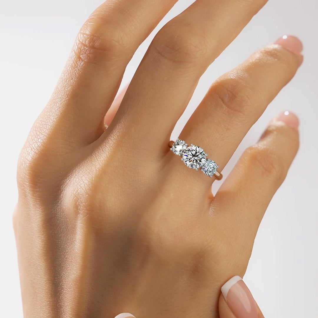 2.50 TCW Round E-VVS2 Lab Grown Diamond Triology Ring