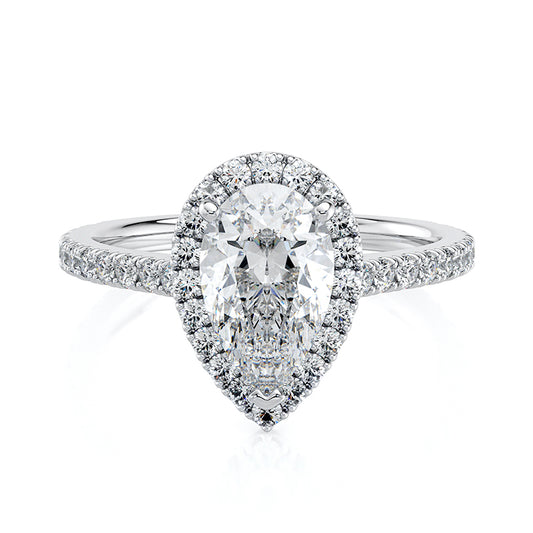 1.50 CT Pear E-VVS2 Lab Grown Diamond Engagement Ring