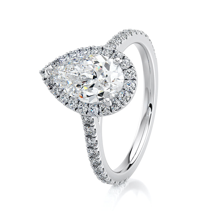 1.50 CT Pear E-VVS2 Lab Grown Diamond Engagement Ring