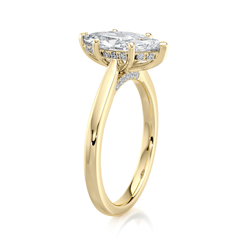 1.50 CT Marquise E-VVS2 Lab Grown Diamond Engagement Ring With Hidden Halo