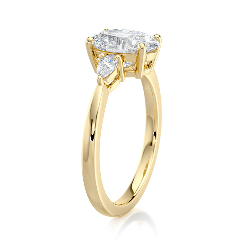 2 CT Oval E-VVS2 Lab Grown Diamond Engagement Ring Three Stone Ring