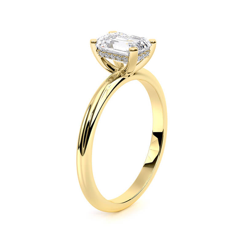 1.50 CT Emerald Cut Hidden Halo ring