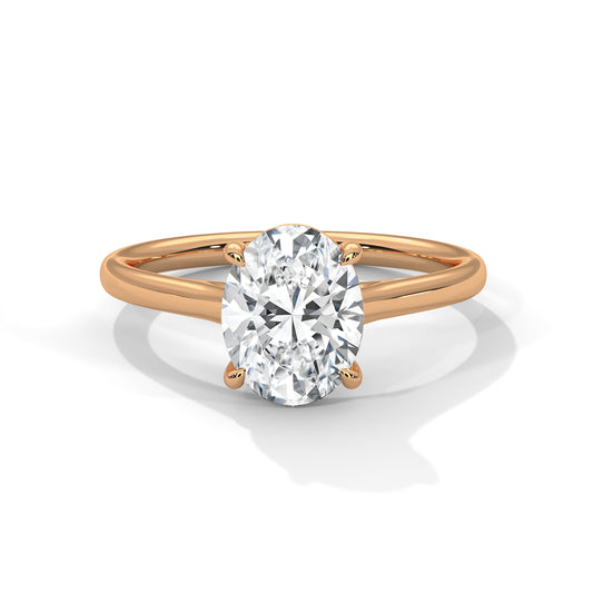 3 Carat Oval E - VVS2 Lab-Grown Diamond Engagement Ring, Classic Solitaire Setting, Certified Sparkle