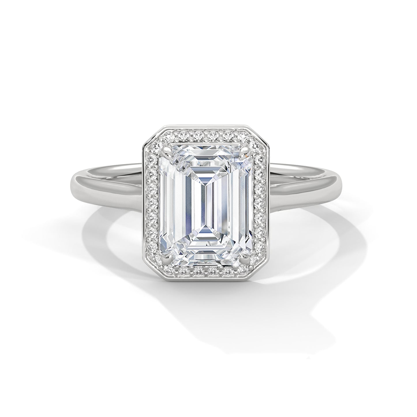 3 CT Emerald-Cut E - VVS2 Lab-Grown Diamond Engagement Ring, Elegant Classic Setting