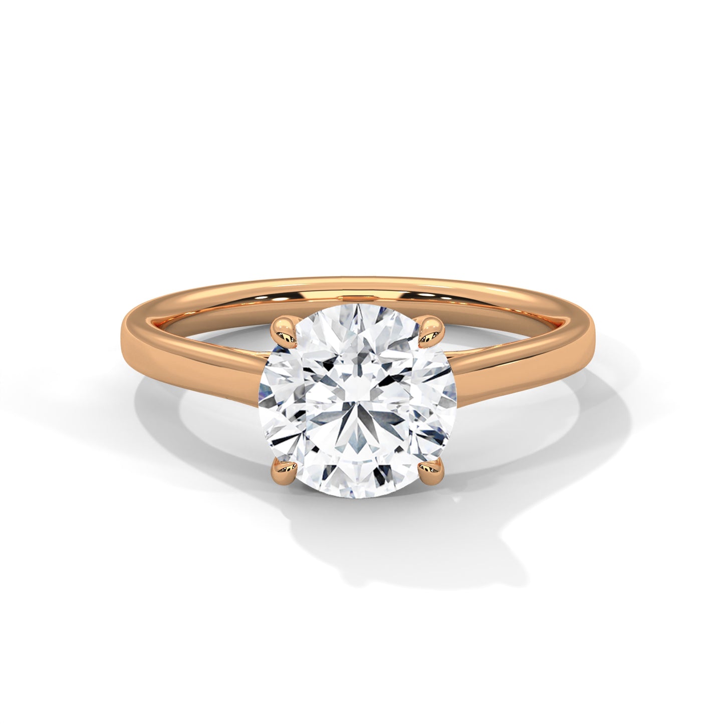 2 Carat Round E VVS2 Lab-Grown Diamond Solitaire Engagement Ring, 14K Gold