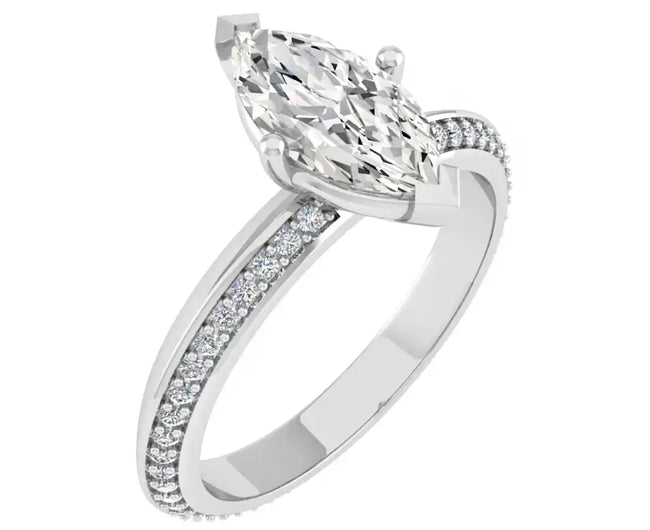 1CT Marquise-Cut Lab-Grown Diamond Knife Edge Engagement Ring