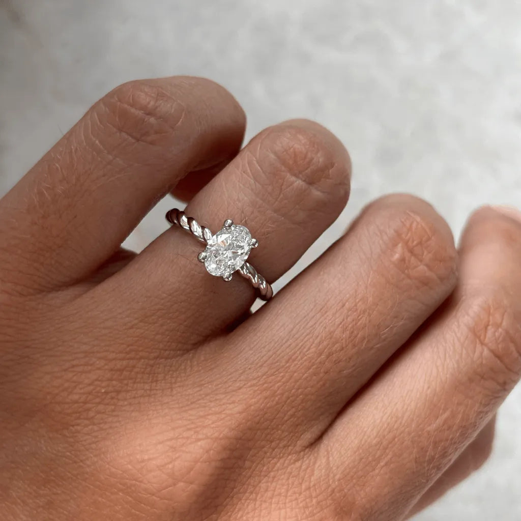 1 Carat Lab Grown Oval Diamond Delicate Halo Ring  – Lunelle