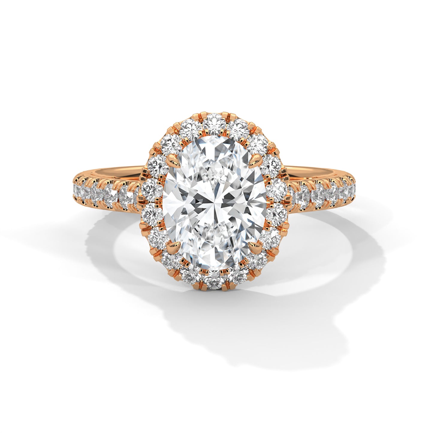 2 Carat Oval Lab-Grown Diamond Engagement Ring, E - VVS2 Diamond, 14K Gold Setting