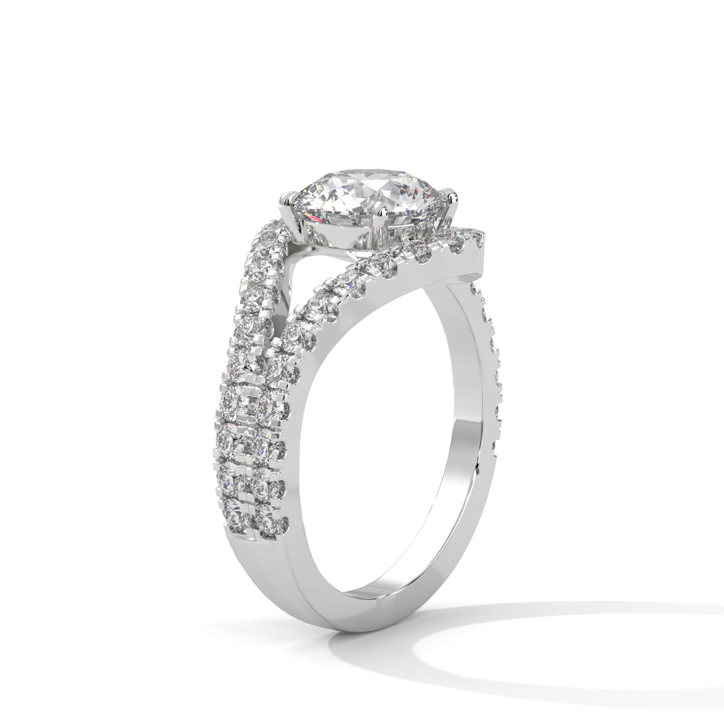 2ct Round Lab-Grown Diamond Engagement Ring, E - VVS2 Diamond, Pave Set