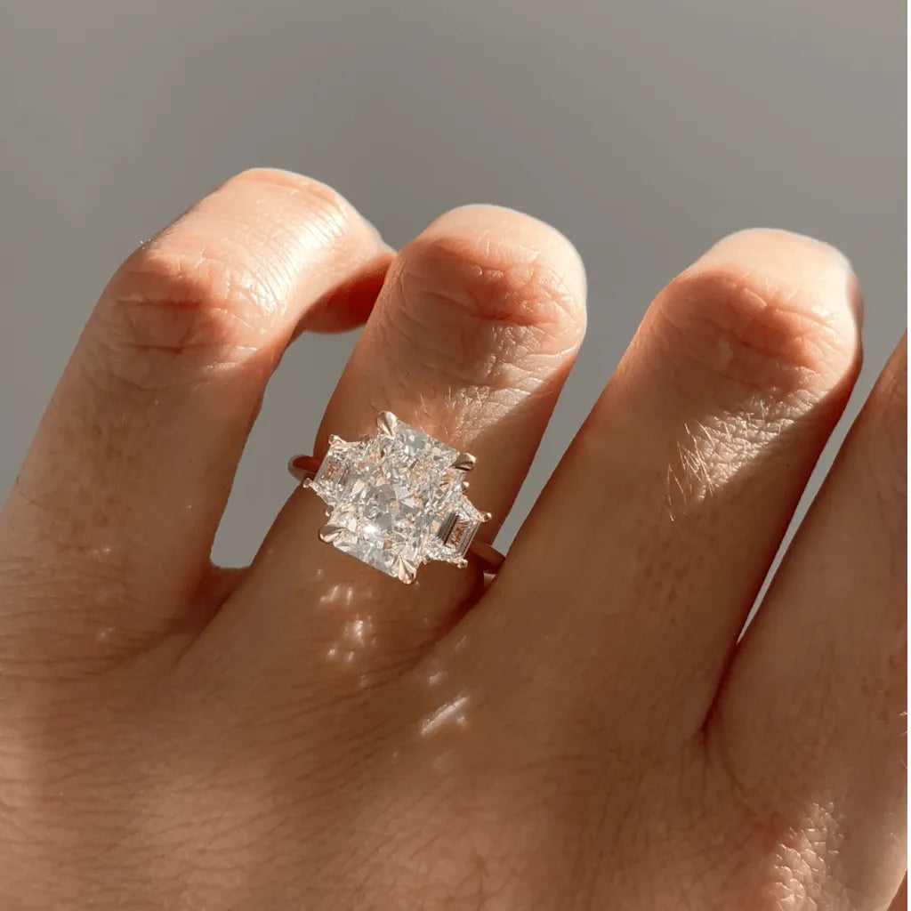Aurelia Radiant-Cut 4.00 Carat Lab-Grown Diamond Three-Stone Ring – Yellow Gold