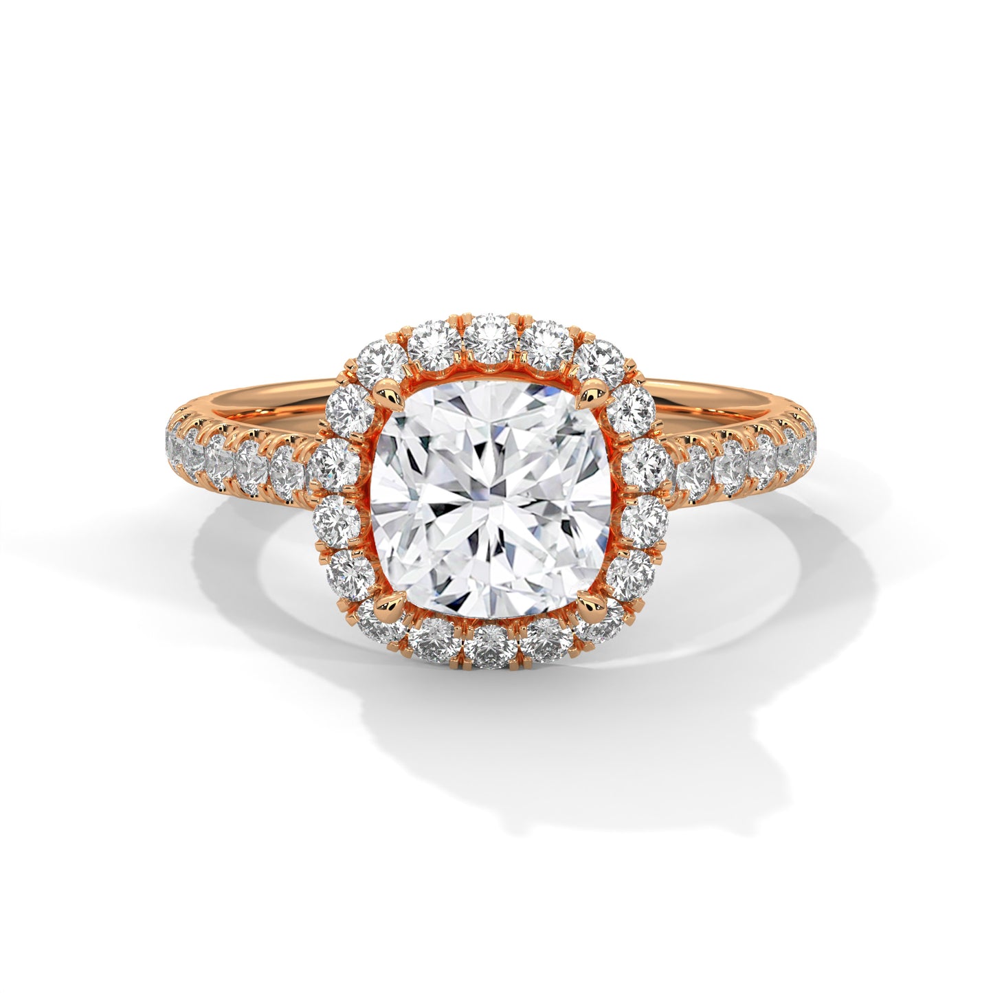 2 CT Square Cushion E-VVS2 Lab-Grown Diamond Engagement Ring, 14K Gold Setting