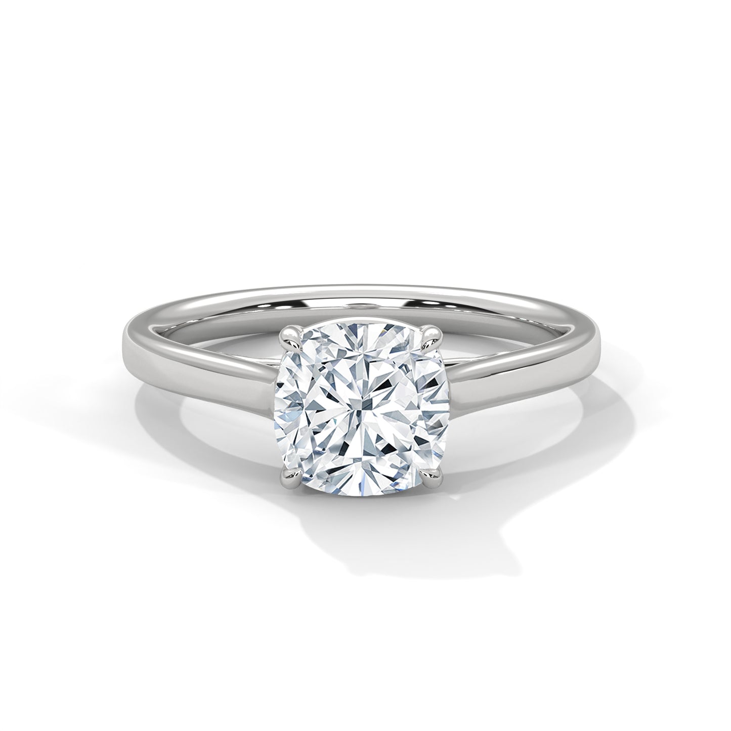 2 Carat Square Cushion Cut E - VVS2 Lab-Grown Diamond Solitaire Engagement Ring in Classic Gold Setting