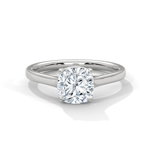 2 Carat Square Cushion Cut E - VVS2 Lab-Grown Diamond Solitaire Engagement Ring in Classic Gold Setting