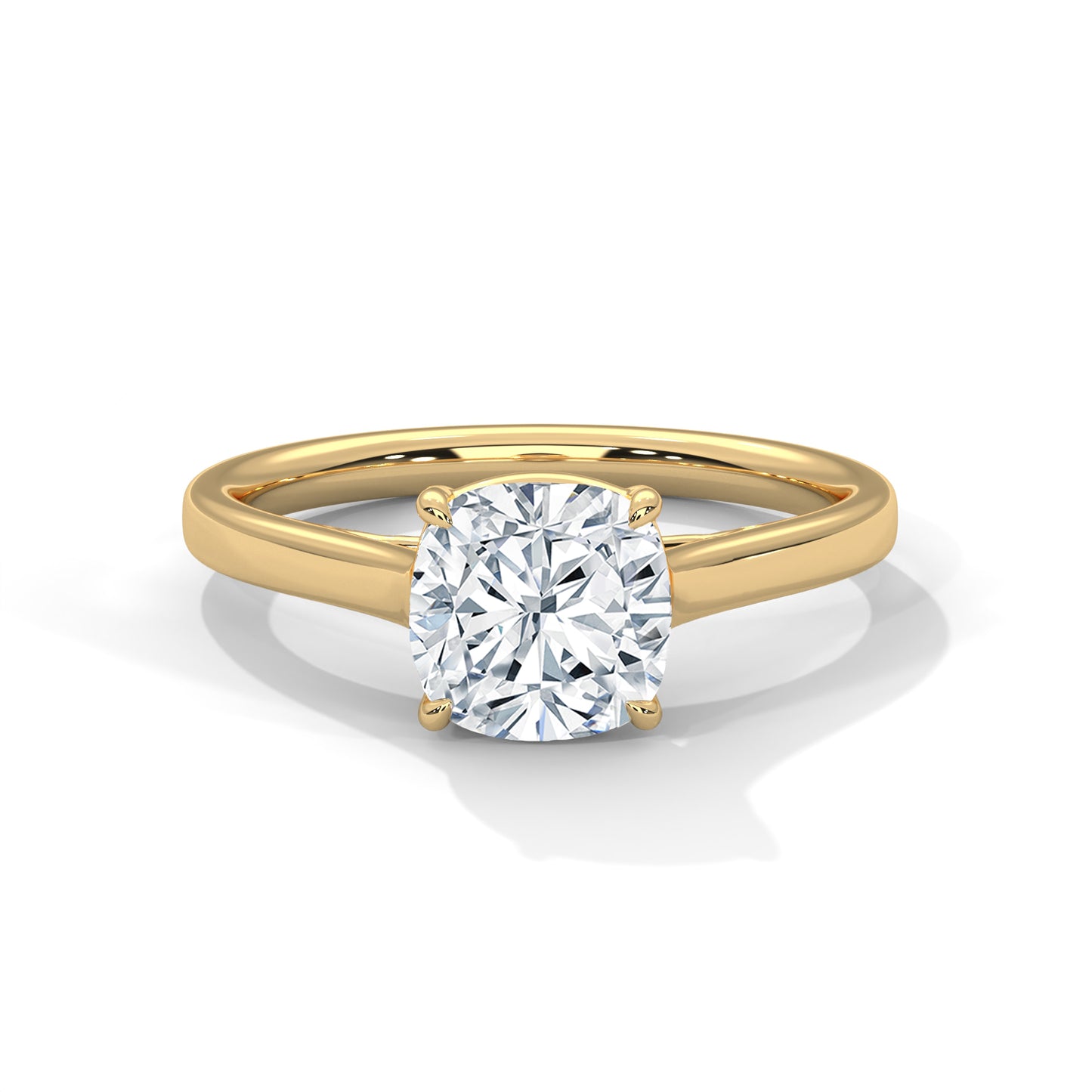 2 Carat Square Cushion Cut E - VVS2 Lab-Grown Diamond Solitaire Engagement Ring in Classic Gold Setting