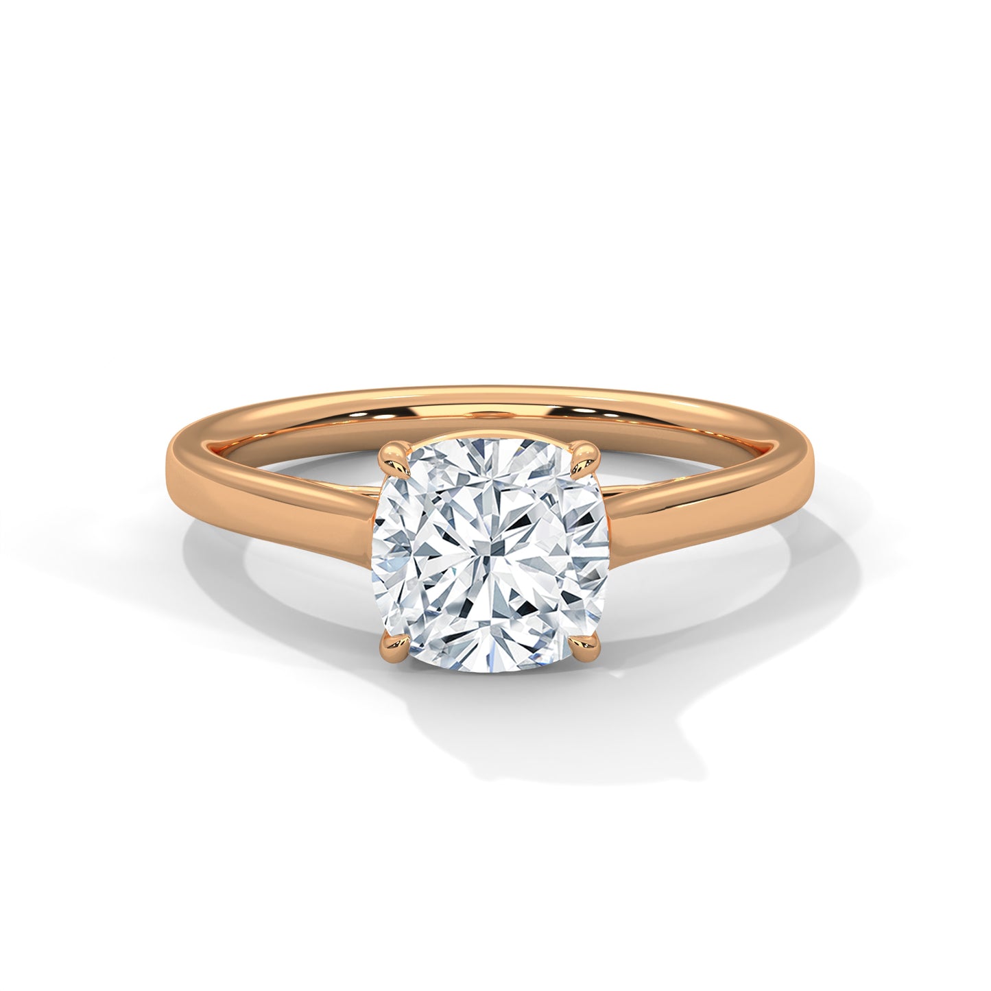2 Carat Square Cushion Cut E - VVS2 Lab-Grown Diamond Solitaire Engagement Ring in Classic Gold Setting