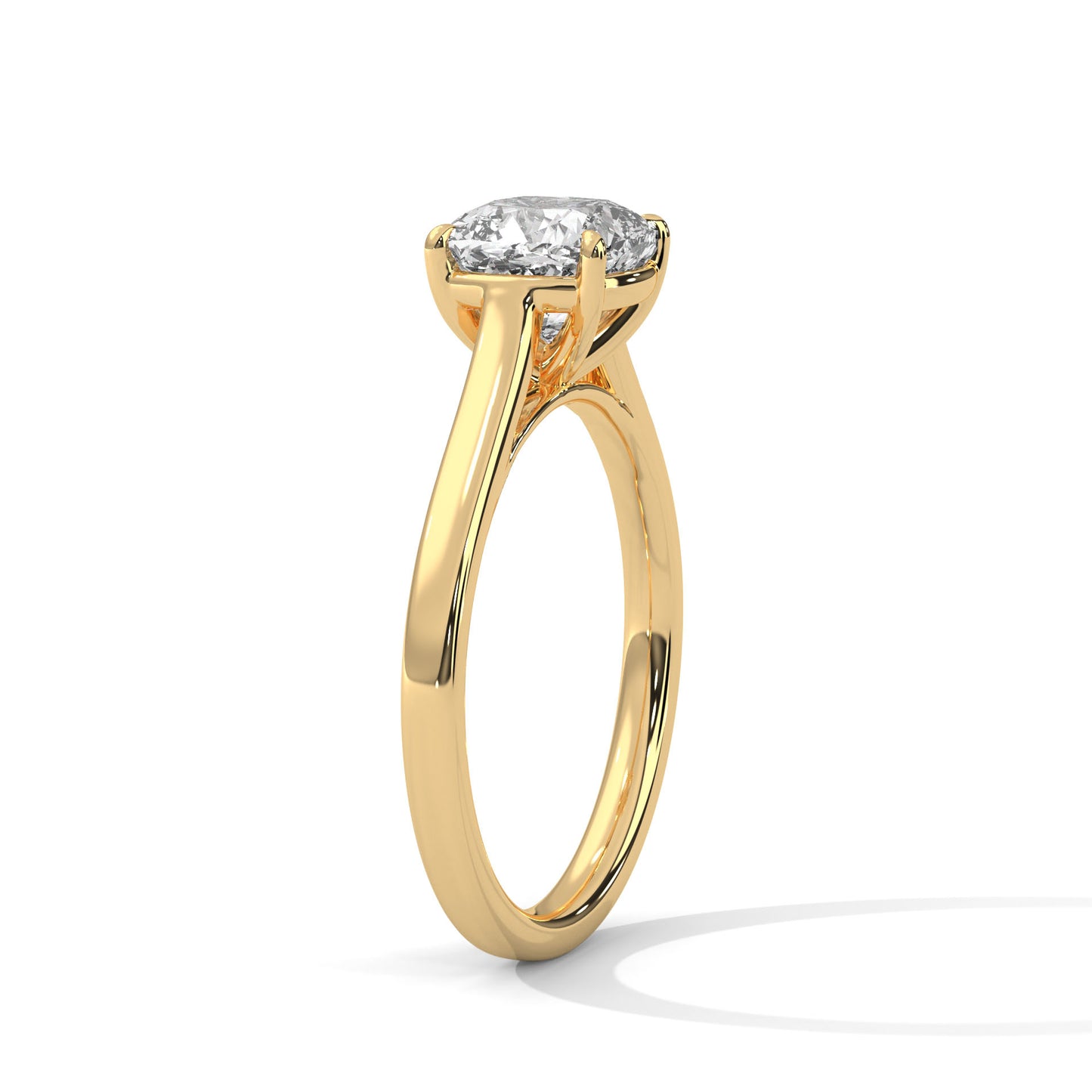 2 Carat Square Cushion Cut E - VVS2 Lab-Grown Diamond Solitaire Engagement Ring in Classic Gold Setting