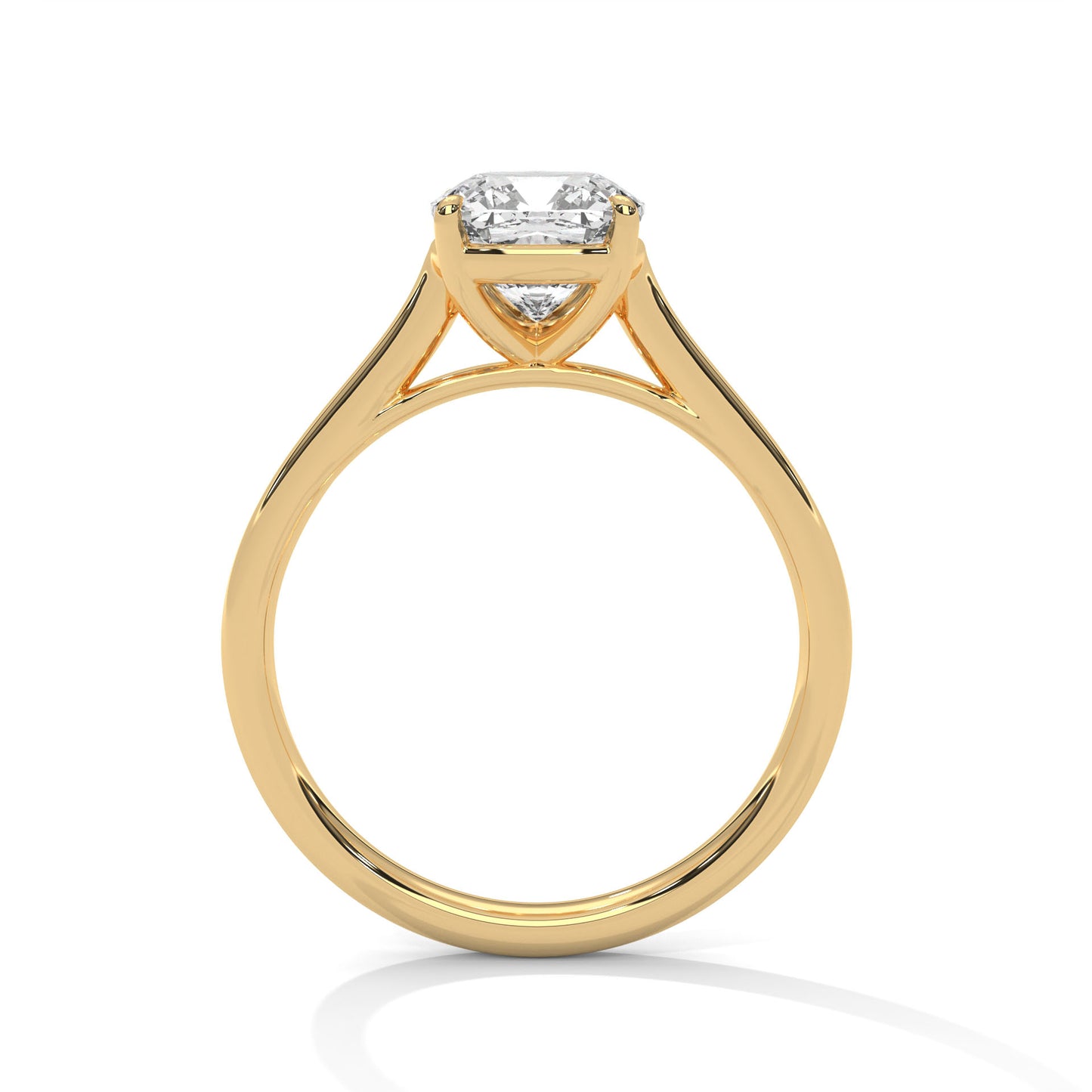 2 Carat Square Cushion Cut E - VVS2 Lab-Grown Diamond Solitaire Engagement Ring in Classic Gold Setting