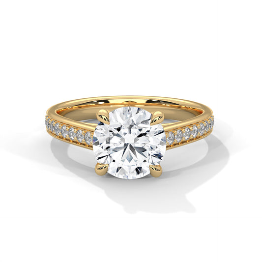 2.5 CT Round Lab-Grown Diamond Engagement Ring, E - VVS2 Diamond, 14K Gold Setting