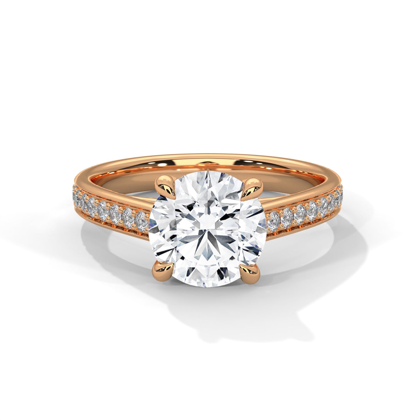 2.5 CT Round Lab-Grown Diamond Engagement Ring, E - VVS2 Diamond, 14K Gold Setting