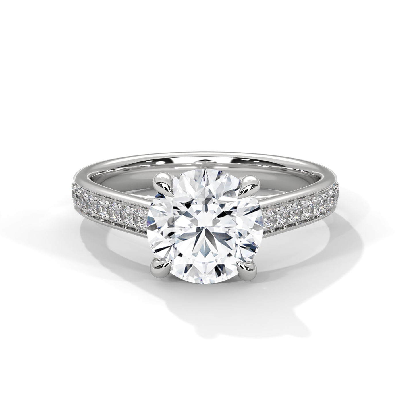 2.5 CT Round Lab-Grown Diamond Engagement Ring, E - VVS2 Diamond, 14K Gold Setting