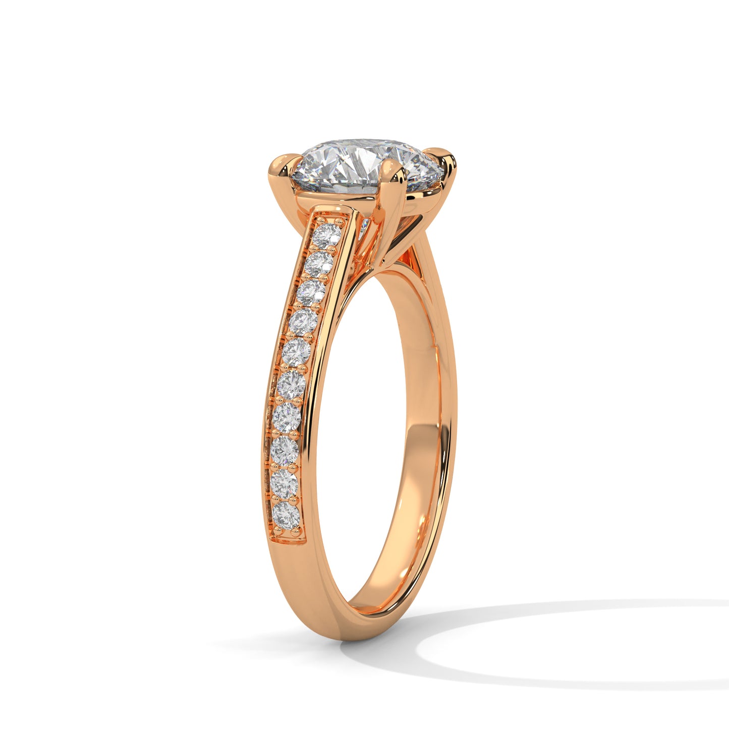 2.5 CT Round Lab-Grown Diamond Engagement Ring, E - VVS2 Diamond, 14K Gold Setting