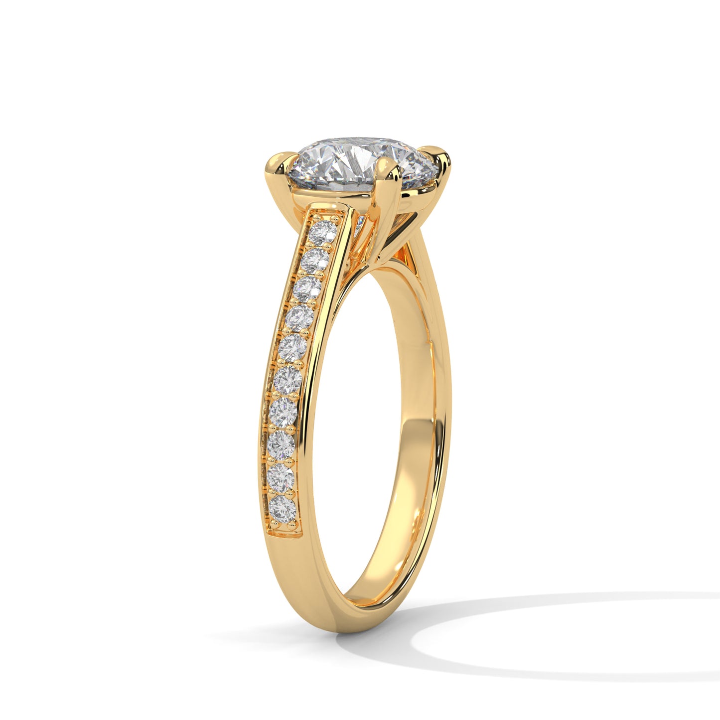 2.5 CT Round Lab-Grown Diamond Engagement Ring, E - VVS2 Diamond, 14K Gold Setting