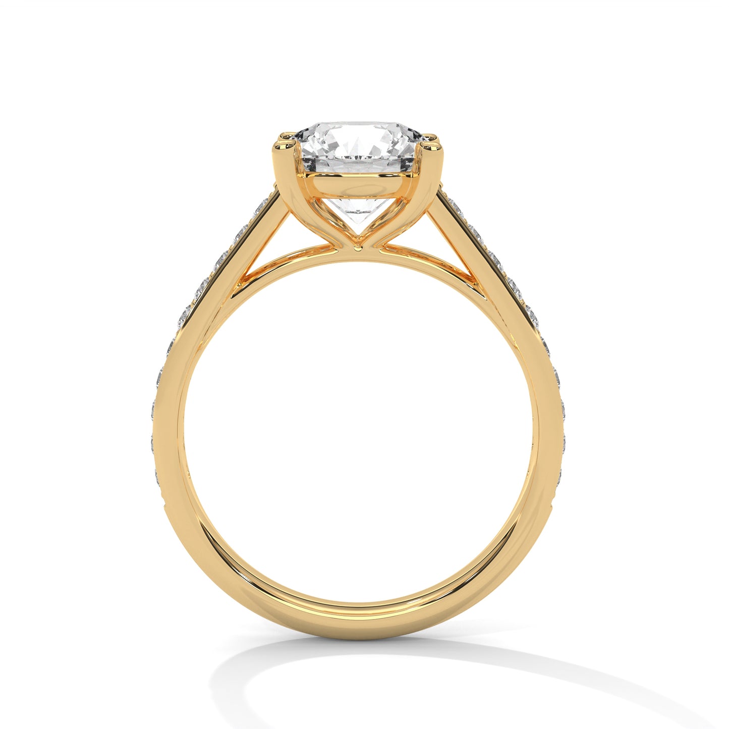 2.5 CT Round Lab-Grown Diamond Engagement Ring, E - VVS2 Diamond, 14K Gold Setting