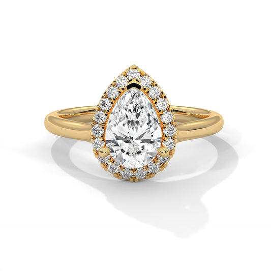 2 CT Pear Lab-Grown Diamond Engagement Ring, E - VVS2 Diamond, 14K Gold Setting