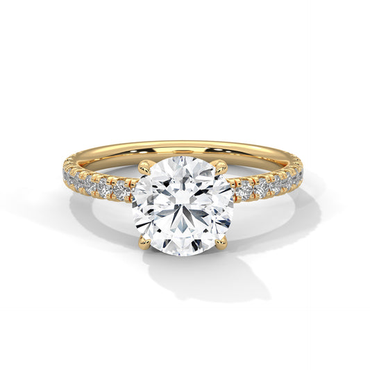 1.5 CT Round E VVS2 Lab-Grown Diamond Engagement Ring, Hidden Halo Ring