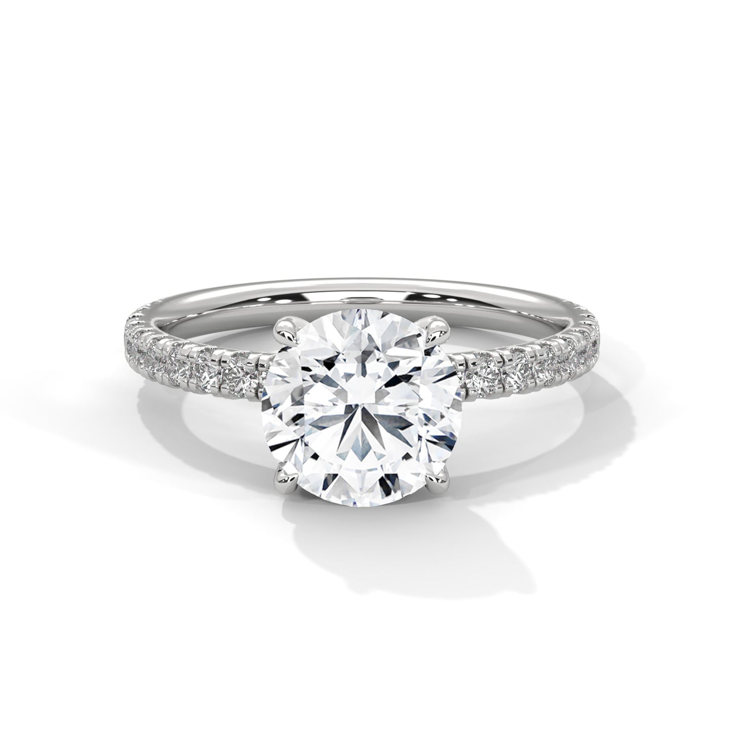 1.5 CT Round E VVS2 Lab-Grown Diamond Engagement Ring, Hidden Halo Ring