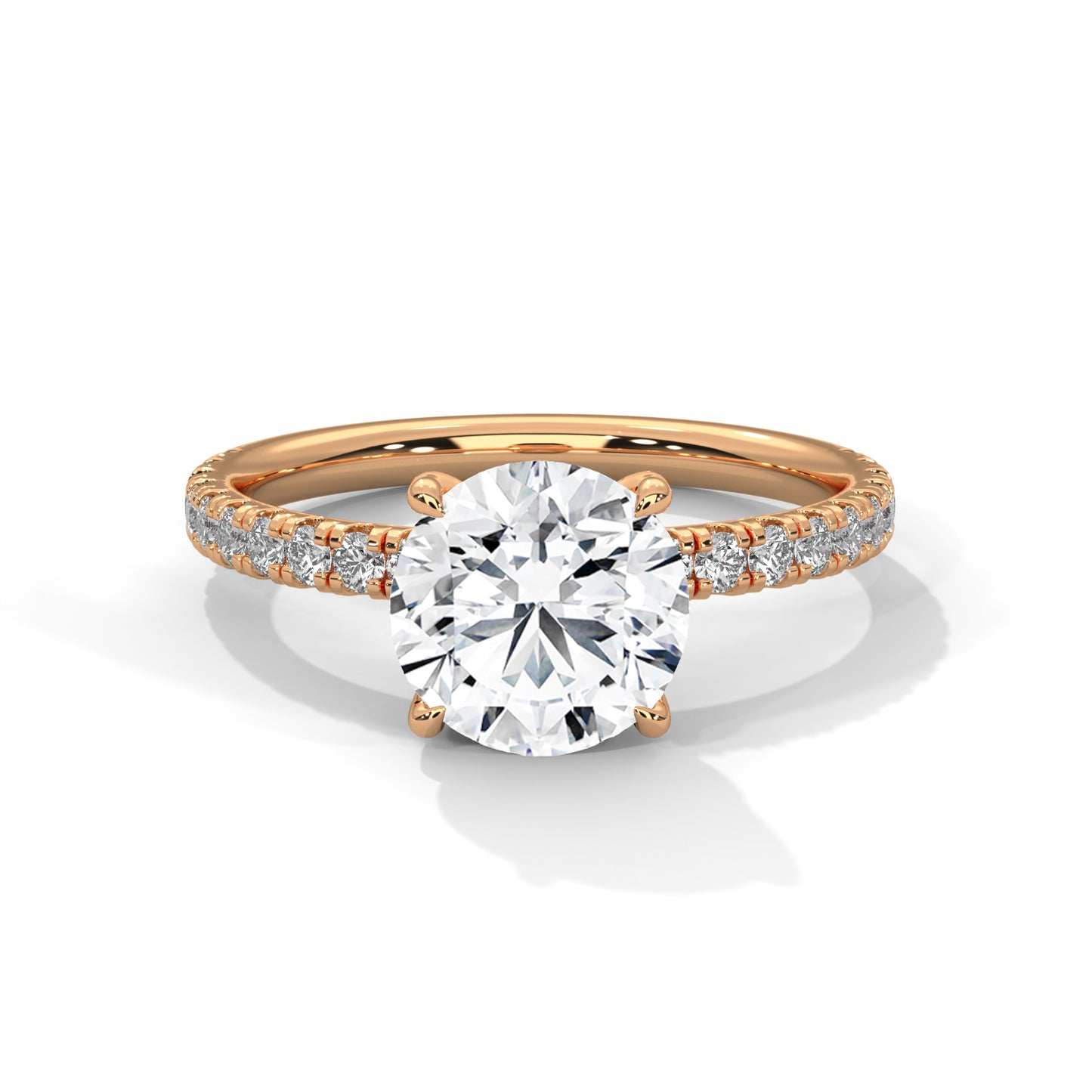 1.5 CT Round E VVS2 Lab-Grown Diamond Engagement Ring, Hidden Halo Ring