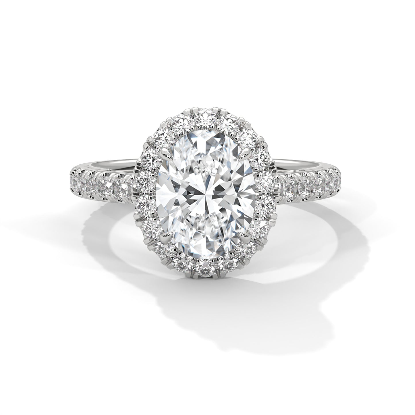 2 Carat Oval Lab-Grown Diamond Engagement Ring, E - VVS2 Diamond, 14K Gold Setting