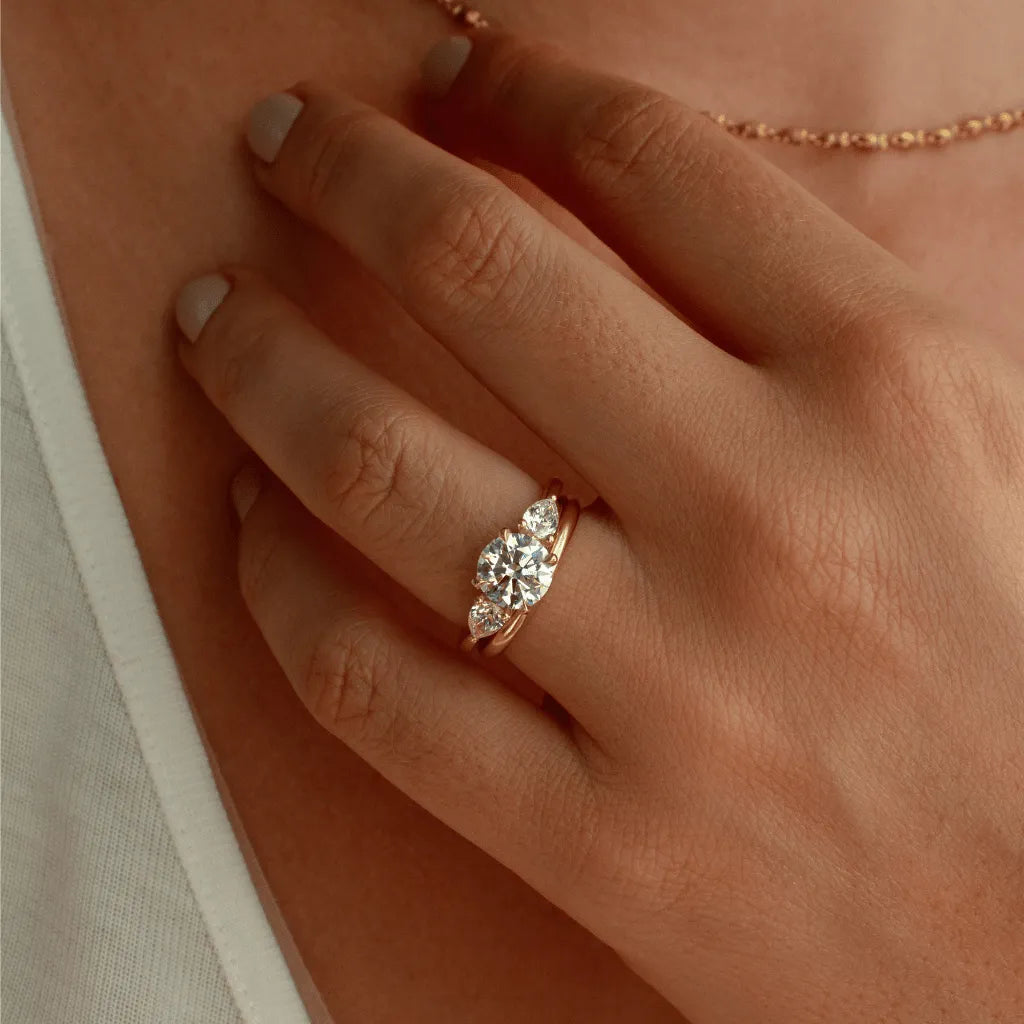 Celeste 1.50 Carat Round Lab-Grown Diamond Three-Stone Engagement Ring in Yellow Gold