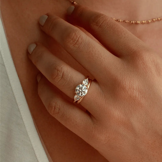 Celeste 1.50 Carat Round Lab-Grown Diamond Three-Stone Engagement Ring in Yellow Gold