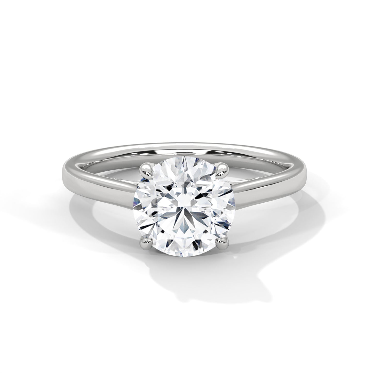 2 Carat Round E VVS2 Lab-Grown Diamond Solitaire Engagement Ring, 14K Gold
