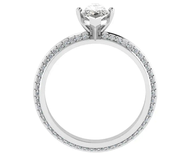 1CT Marquise-Cut Lab-Grown Diamond Knife Edge Engagement Ring