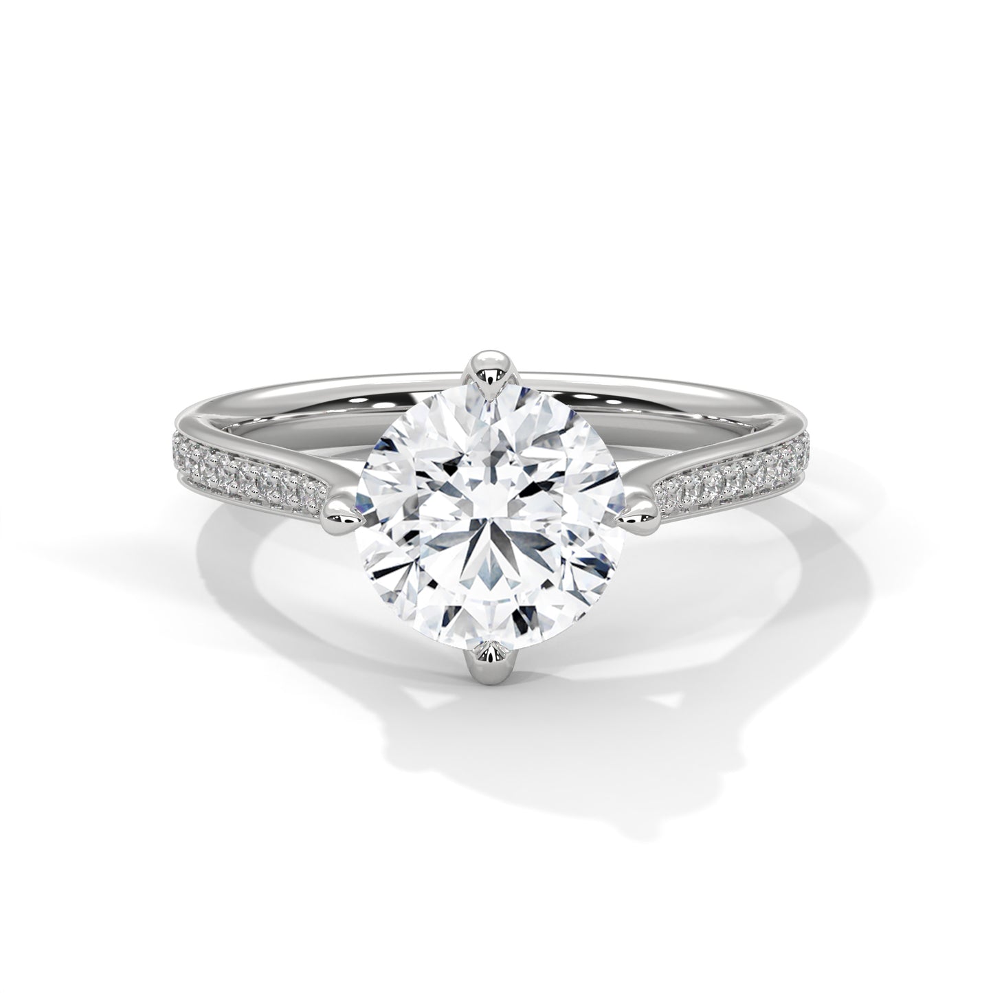 3 Carat Round E VVS2 Lab-Grown Diamond Engagement Ring, 14K Gold