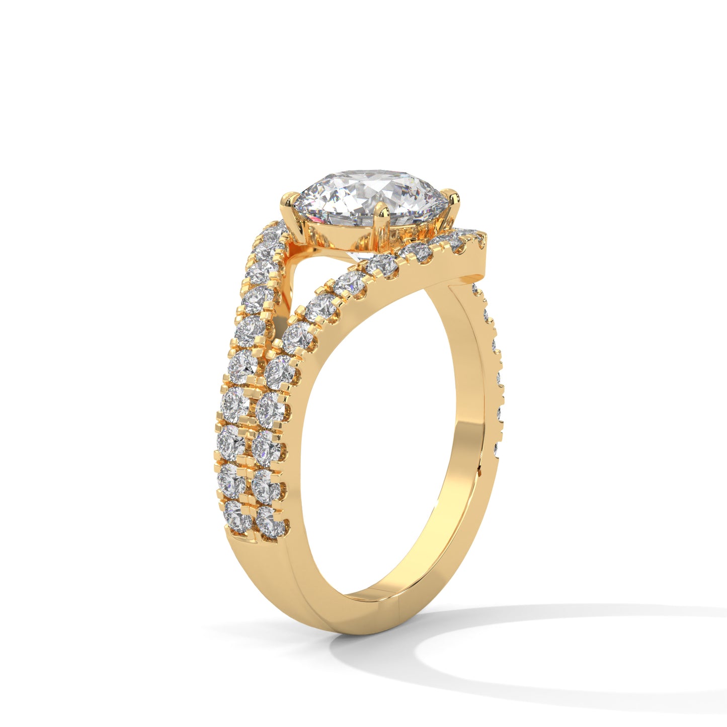 2ct Round Lab-Grown Diamond Engagement Ring, E - VVS2 Diamond, Pave Set