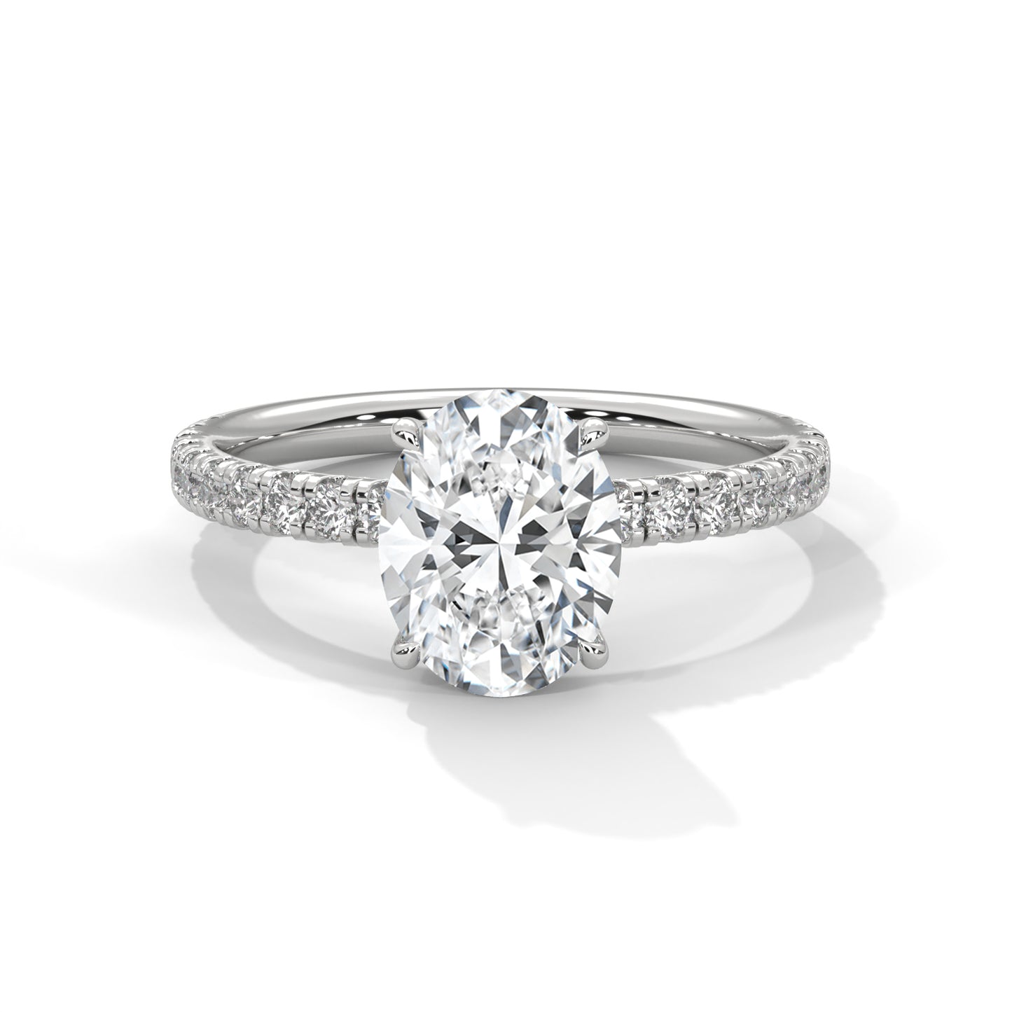2 ct Oval E VVS2 Lab-Grown Diamond Engagement Ring, Hidden Halo Ring